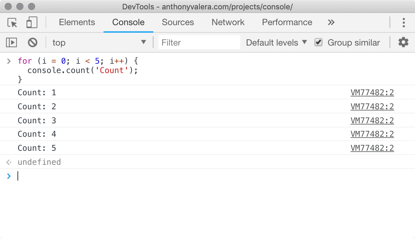 console.count example