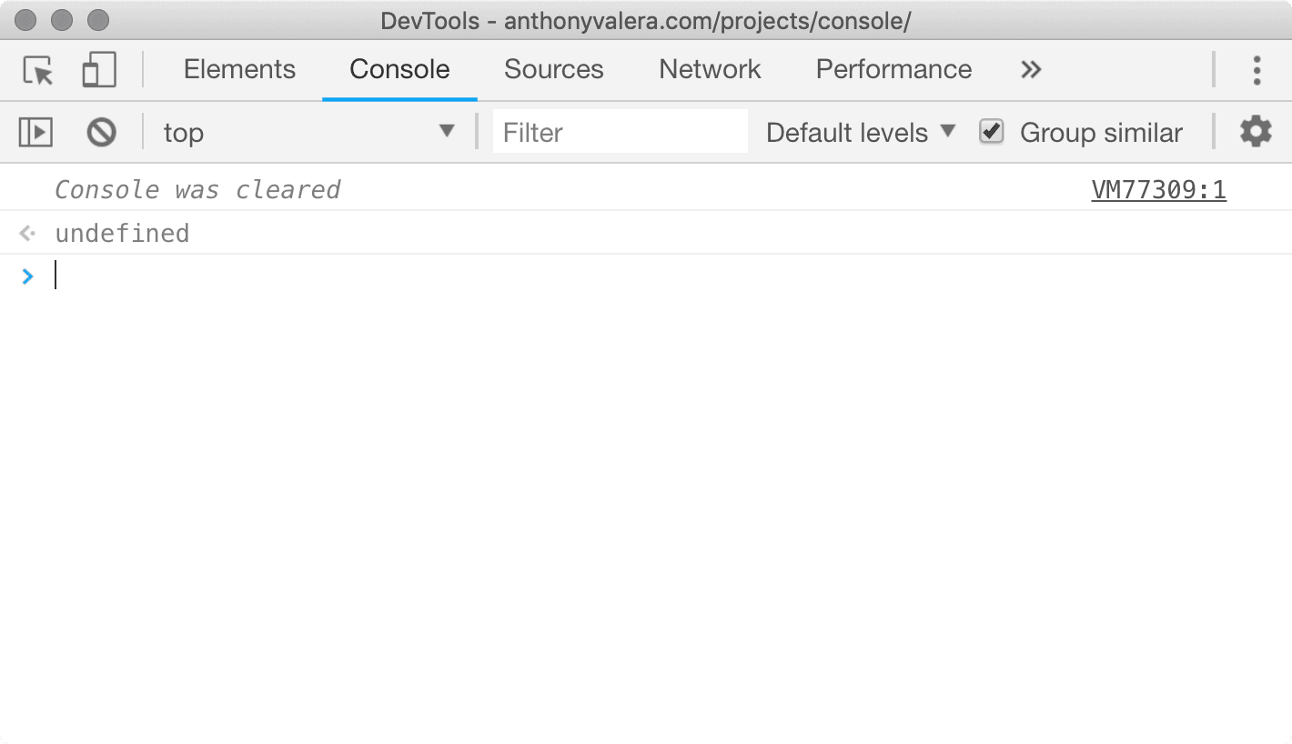 console.clear example