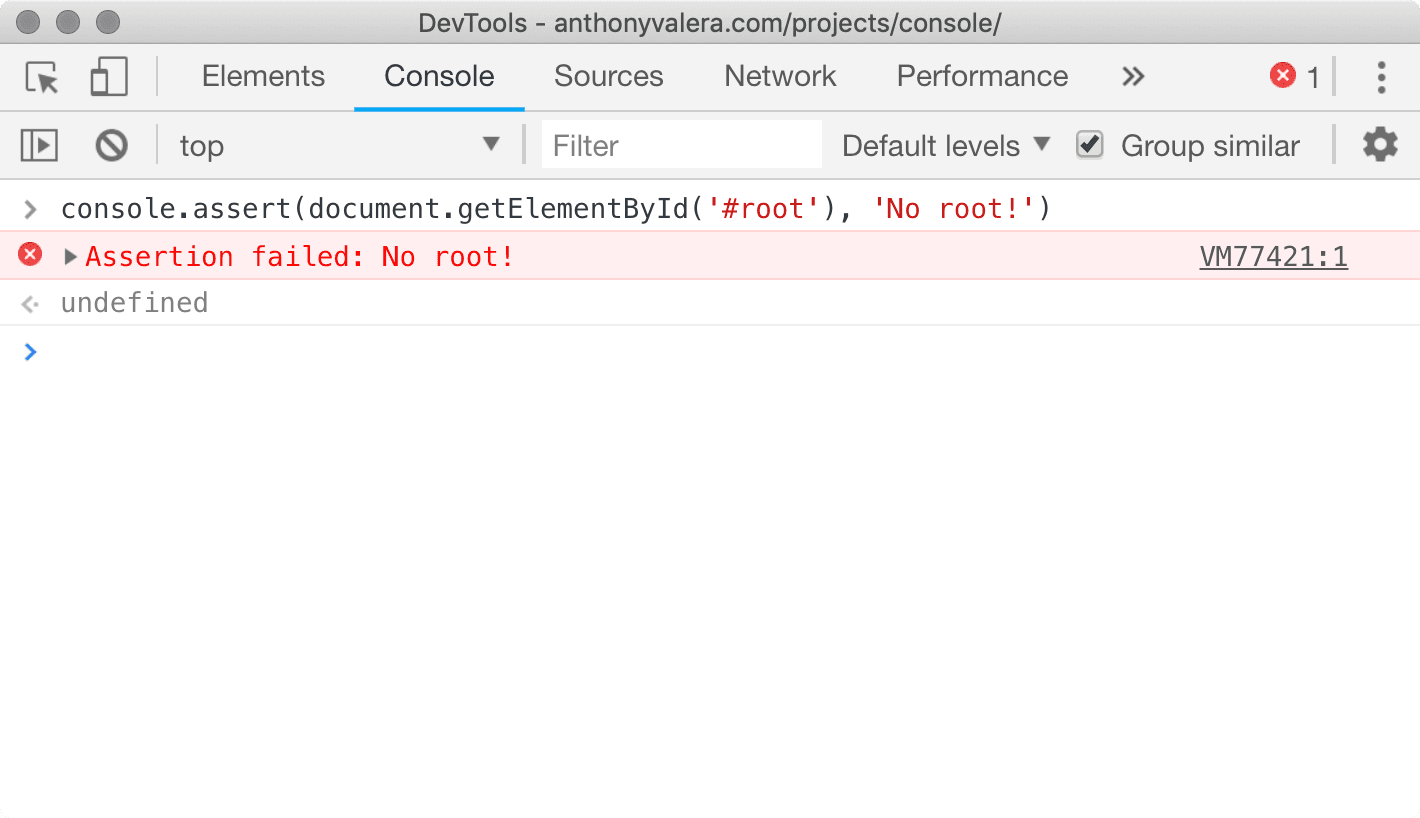 console.assert example