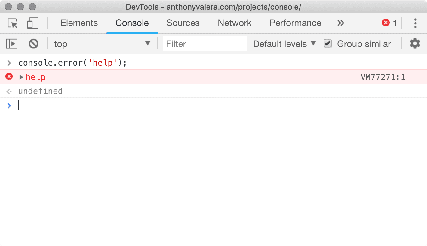 console.error example